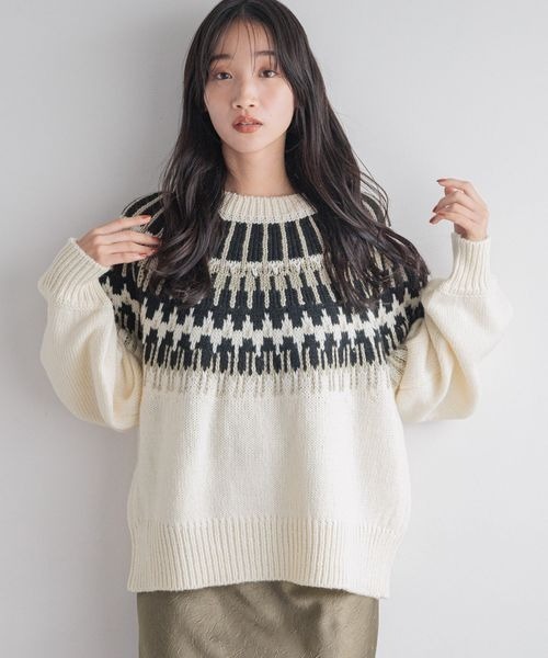 LOWRYS FARM（ローリーズファーム）の「ノルディック２ＷＡＹカーディガン　250030（カーディガン/ボレロ・レディース・ブラック/ブラウン/ブルー・FREE）」の19枚目の写真