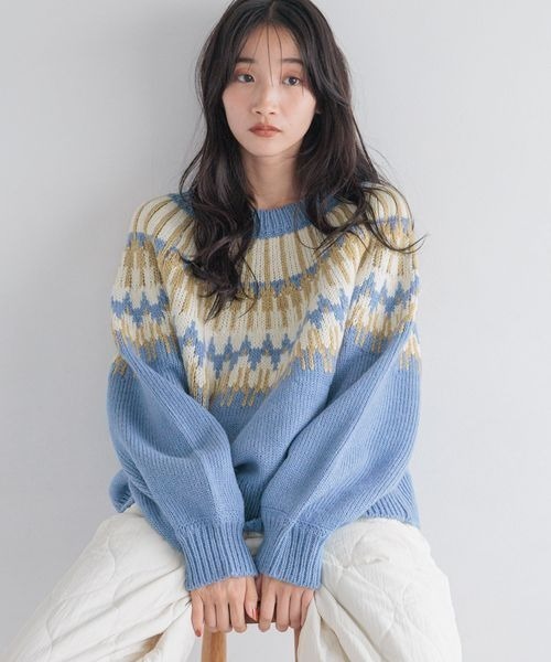 LOWRYS FARM（ローリーズファーム）の「ノルディック２ＷＡＹカーディガン　250030（カーディガン/ボレロ・レディース・ブラック/ブラウン/ブルー・FREE）」の8枚目の写真