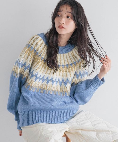 LOWRYS FARM（ローリーズファーム）の「ノルディック２ＷＡＹカーディガン　250030（カーディガン/ボレロ・レディース・ブラック/ブラウン/ブルー・FREE）」の9枚目の写真