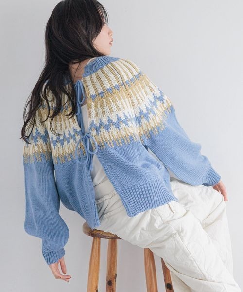 LOWRYS FARM（ローリーズファーム）の「ノルディック２ＷＡＹカーディガン　250030（カーディガン/ボレロ・レディース・ブラック/ブラウン/ブルー・FREE）」の10枚目の写真