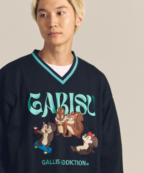 GALLIS ADDICTION（ガリスアディクション）の「GARISU-チル友Vネックトレーナー（スウェット・メンズ・ブラック/グレー・L/M）」の2枚目の写真