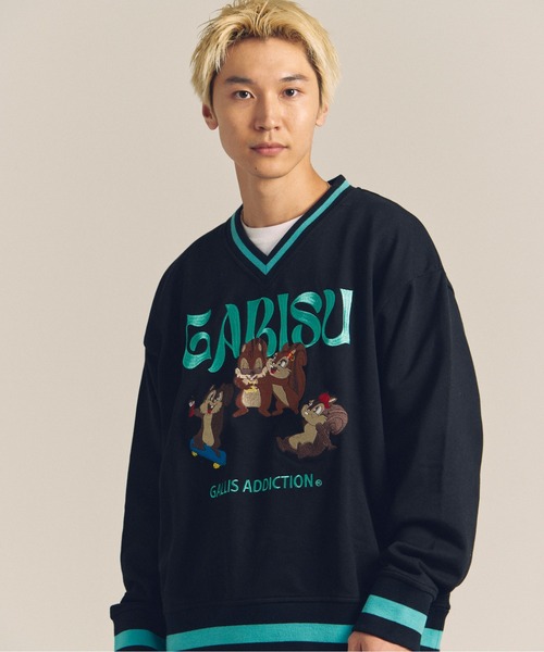 GALLIS ADDICTION（ガリスアディクション）の「GARISU-チル友Vネックトレーナー（スウェット・メンズ・ブラック/グレー・L/M）」の4枚目の写真