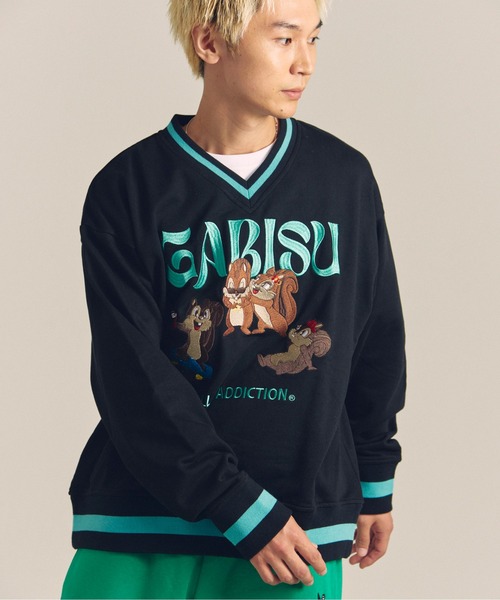 GALLIS ADDICTION（ガリスアディクション）の「GARISU-チル友Vネックトレーナー（スウェット・メンズ・ブラック/グレー・L/M）」の6枚目の写真