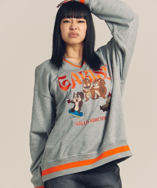 GALLIS ADDICTION（ガリスアディクション）の「GARISU-チル友Vネックトレーナー（スウェット・メンズ・ブラック/グレー・L/M）」の20枚目の写真