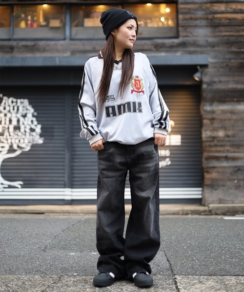 madness古着ダークブルー リペアデザイン デニム32ウエスト スクープ 色落ち感◎ CHANGING TIMES（スクープ扱い）ストレート