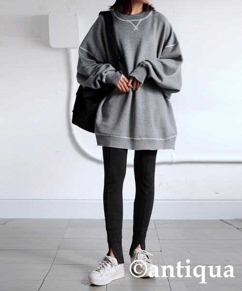 antiqua（アンティカ）の「シュッと美レギンスパンツ（レギンス/スパッツ・レディース・チャコールグレー/ブラック/アイボリー・LARGE/MEDIUM）」の12枚目の写真