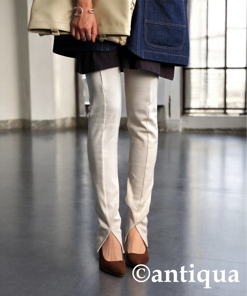 antiqua（アンティカ）の「シュッと美レギンスパンツ（レギンス/スパッツ・レディース・チャコールグレー/ブラック/アイボリー・LARGE/MEDIUM）」の4枚目の写真