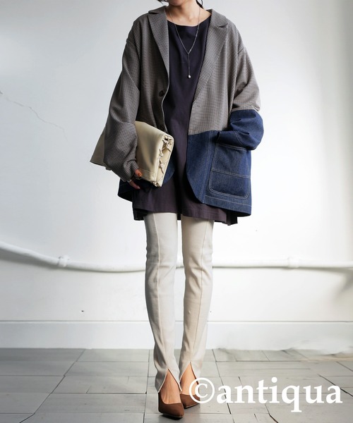 antiqua（アンティカ）の「シュッと美レギンスパンツ（レギンス/スパッツ・レディース・チャコールグレー/ブラック/アイボリー・LARGE/MEDIUM）」の6枚目の写真