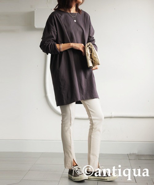 antiqua（アンティカ）の「シュッと美レギンスパンツ（レギンス/スパッツ・レディース・チャコールグレー/ブラック/アイボリー・LARGE/MEDIUM）」の8枚目の写真