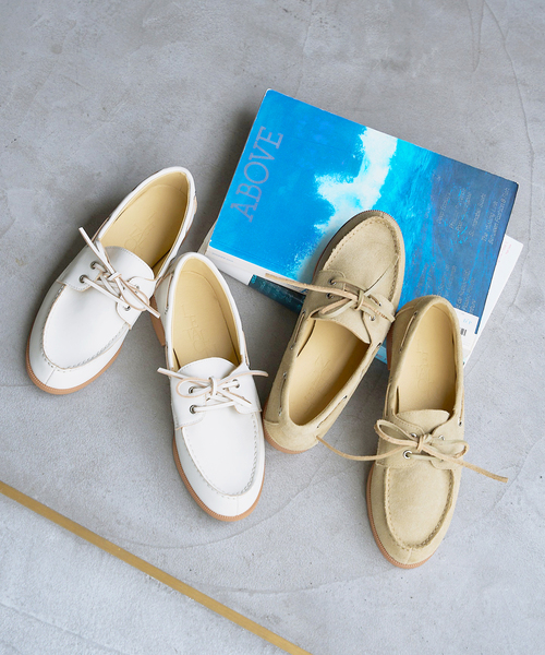 【極美品/日本製】LE TALON GRISE レザー デッキシューズ 22cm LE TALON（ルタロン）の「レザーデッキシューズ（モカシン/デッキ