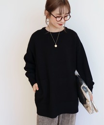 サイドポケットロングニットプルオーバー