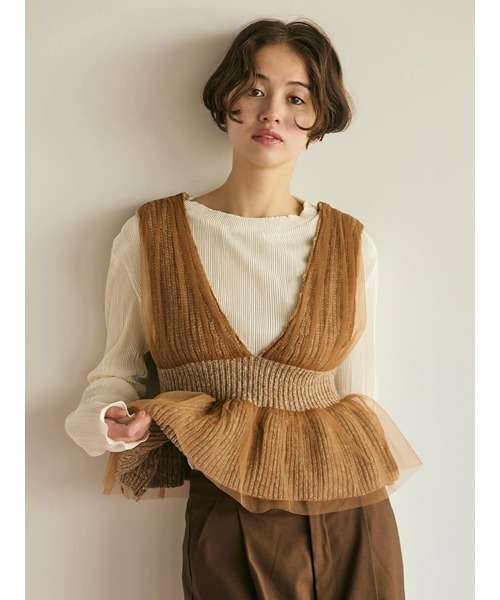 【セール】Tulle layered knit bustier（その他トップス）｜FIKA.（フィーカ） 6,800円