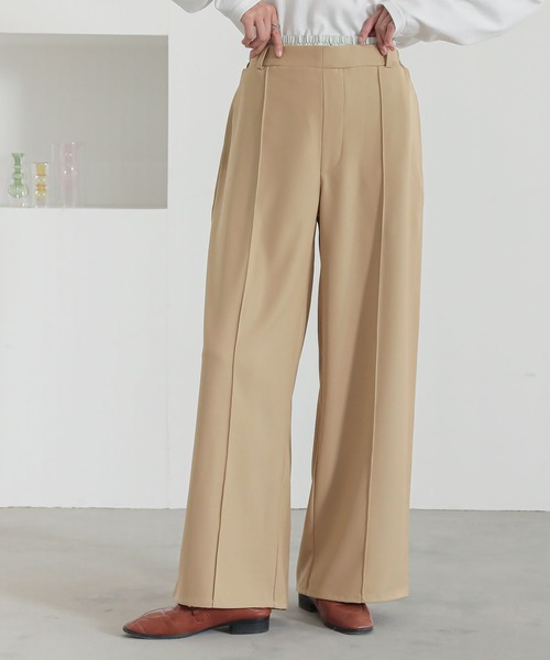 n'OrLABEL(ノアールレーベル)の「『ダブルウエストワイドパンツ』(スラックス・レディース・チャコール/ベージュ・1/2)」の2枚目の写真