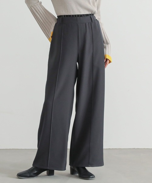 n'OrLABEL(ノアールレーベル)の「『ダブルウエストワイドパンツ』(スラックス・レディース・チャコール/ベージュ・1/2)」の1枚目の写真