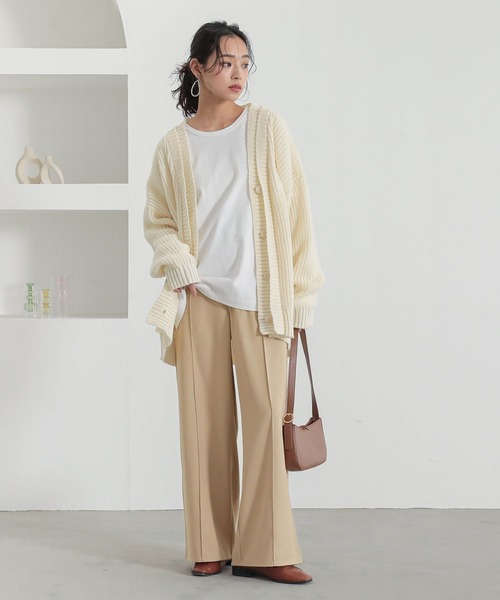 n'OrLABEL(ノアールレーベル)の「『ダブルウエストワイドパンツ』(スラックス・レディース・チャコール/ベージュ・1/2)」の10枚目の写真