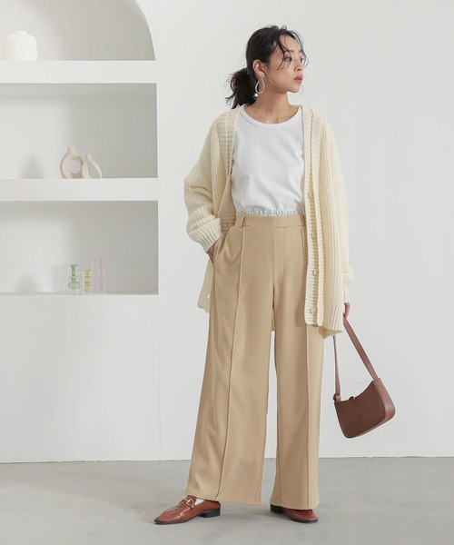 n'OrLABEL(ノアールレーベル)の「『ダブルウエストワイドパンツ』(スラックス・レディース・チャコール/ベージュ・1/2)」の11枚目の写真