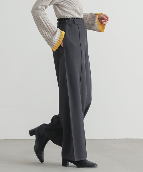 n'OrLABEL(ノアールレーベル)の「『ダブルウエストワイドパンツ』(スラックス・レディース・チャコール/ベージュ・1/2)」の5枚目の写真