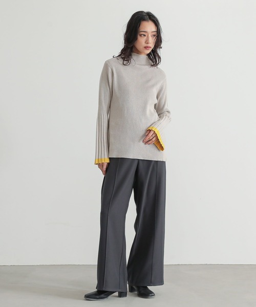 n'OrLABEL(ノアールレーベル)の「『ダブルウエストワイドパンツ』(スラックス・レディース・チャコール/ベージュ・1/2)」の6枚目の写真