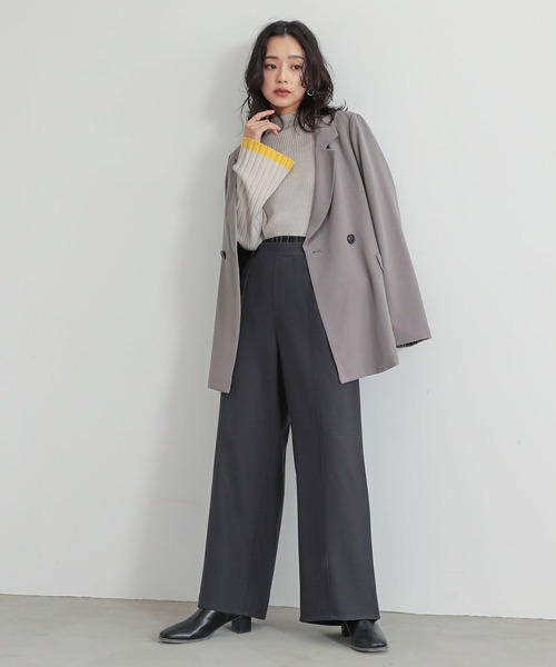 n'OrLABEL(ノアールレーベル)の「『ダブルウエストワイドパンツ』(スラックス・レディース・チャコール/ベージュ・1/2)」の7枚目の写真