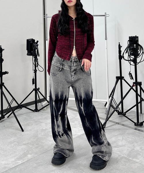 Figments(フィグメンツ)の「ダブルウエストブリーチバギーパンツ(デニムパンツ・レディース・グレー・SMALL/MEDIUM/LARGE)」の3枚目の写真