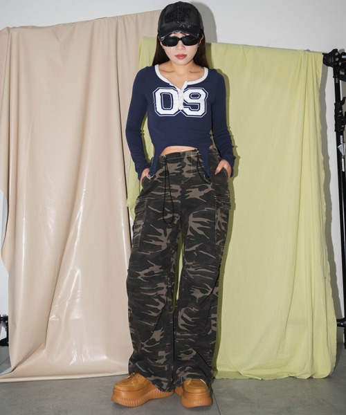 dispark(ディスパーク)の「DISPARK/ナンバリングガーターリブトップス(Tシャツ/カットソー・レディース・グレー/ネイビー/カーキ・FREE)」の8枚目の写真