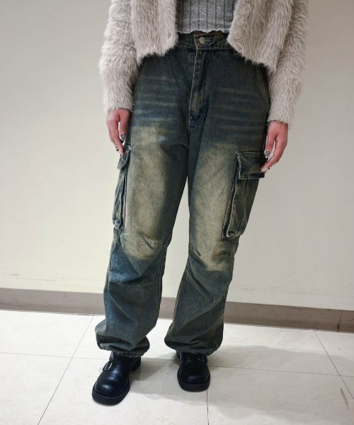 ampm(エーエムピーエム)の「【ampm】ビンテージ加工グランジカーゴデニムパンツ(デニムパンツ・レディース・ブルー・M/S/L)」の7枚目の写真