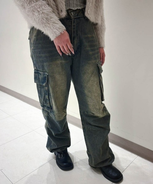 ampm(エーエムピーエム)の「【ampm】ビンテージ加工グランジカーゴデニムパンツ(デニムパンツ・レディース・ブルー・M/S/L)」の5枚目の写真