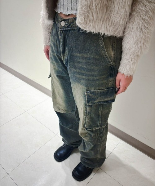 ampm(エーエムピーエム)の「【ampm】ビンテージ加工グランジカーゴデニムパンツ(デニムパンツ・レディース・ブルー・M/S/L)」の8枚目の写真
