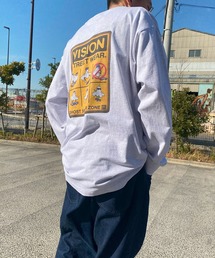 VISION STREET WEAR (ヴィジョンストリートウェア) ゴーストサインボード バックプリント クルーネック 長袖 Tシャツ 5305701