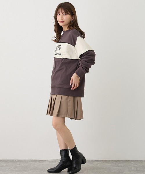 セール】ZIP付きバイカラー刺繍スウェット（スウェット