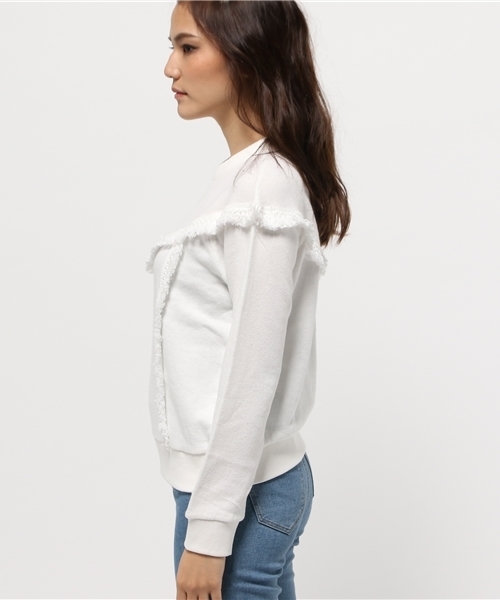 OUTLET（アウトレット）の「【CAPRICIEUX LE'MAGE】フリンジスエットPO（Tシャツ/カットソー・レディース・ホワイト/ネイビー・FREE）」の4枚目の写真