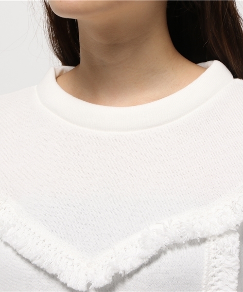 OUTLET（アウトレット）の「【CAPRICIEUX LE'MAGE】フリンジスエットPO（Tシャツ/カットソー・レディース・ホワイト/ネイビー・FREE）」の6枚目の写真