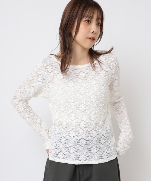 RNA（アールエヌエー）の「M2406 フラワージャガードシアーロンＴ（Tシャツ/カットソー・レディース・ホワイト/ブラック/ライトイエロー・MEDIUM）」の2枚目の写真