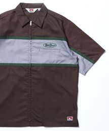 BEN DAVIS | 【BEN DAVIS（ベンデイビス）】PANELLED ZIP FRONT WORK SHIRT / シャツ 半袖 ワンポイント ジップ 刺繍(シャツ/ブラウス)