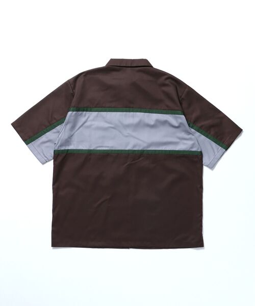 BEN DAVIS（ベンデイビス）の「【BEN DAVIS（ベンデイビス）】PANELLED ZIP FRONT WORK SHIRT / シャツ 半袖 ワンポイント ジップ 刺繍（シャツ/ブラウス・メンズ・ブラウン/ネイビー・MEDIUM/LARGE/X-LARGE）」の10枚目の写真