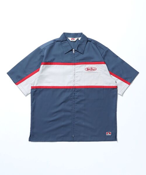 BEN DAVIS（ベンデイビス）の「【BEN DAVIS（ベンデイビス）】PANELLED ZIP FRONT WORK SHIRT / シャツ 半袖 ワンポイント ジップ 刺繍（シャツ/ブラウス・メンズ・ブラウン/ネイビー・MEDIUM/LARGE/X-LARGE）」の11枚目の写真