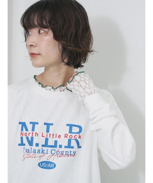 Samansa Mos2 blue(サマンサモスモスブルー)の「◎ロゴロンT(Tシャツ/カットソー・レディース・オフホワイト/チャコールグレー/サックスブルー・F)」の2枚目の写真