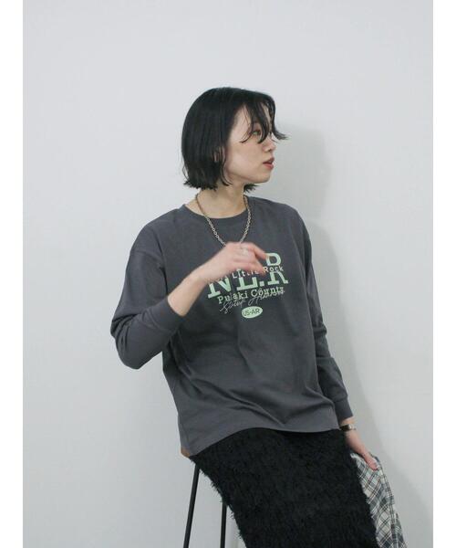 Samansa Mos2 blue(サマンサモスモスブルー)の「◎ロゴロンT(Tシャツ/カットソー・レディース・オフホワイト/チャコールグレー/サックスブルー・F)」の8枚目の写真