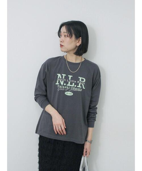 Samansa Mos2 blue(サマンサモスモスブルー)の「◎ロゴロンT(Tシャツ/カットソー・レディース・オフホワイト/チャコールグレー/サックスブルー・F)」の9枚目の写真