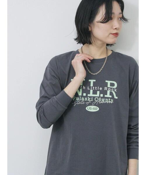 Samansa Mos2 blue(サマンサモスモスブルー)の「◎ロゴロンT(Tシャツ/カットソー・レディース・オフホワイト/チャコールグレー/サックスブルー・F)」の10枚目の写真