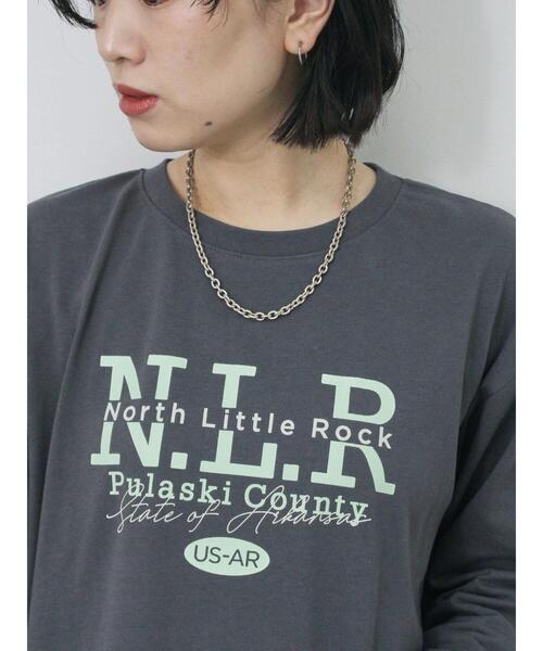 Samansa Mos2 blue(サマンサモスモスブルー)の「◎ロゴロンT(Tシャツ/カットソー・レディース・オフホワイト/チャコールグレー/サックスブルー・F)」の11枚目の写真