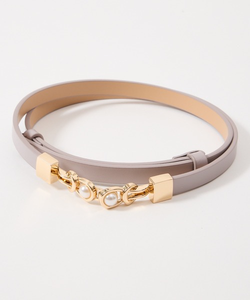 AIMER（エメ）の「パールバックルベルト（ベルト・レディース・ライトグレー/ベージュ/グレー・FREE）」の2枚目の写真