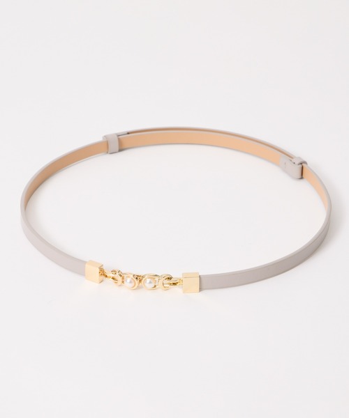 AIMER（エメ）の「パールバックルベルト（ベルト・レディース・ライトグレー/ベージュ/グレー・FREE）」の4枚目の写真