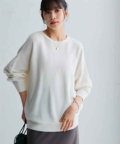 nissen（ニッセン）の「洗えるボートネックドルマンニット【毛玉になりにくいふんわりもちもち素材】（ニット/セーター・レディース・ブルー/ピンク/ブラック/ライトグレー/オフホワイト・LL/L/M/S/3L）」の19枚目の写真