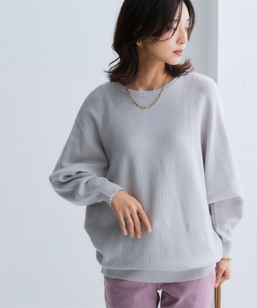 nissen（ニッセン）の「洗えるボートネックドルマンニット【毛玉になりにくいふんわりもちもち素材】（ニット/セーター・レディース・ブルー/ピンク/ブラック/ライトグレー/オフホワイト・LL/L/M/S/3L）」の12枚目の写真