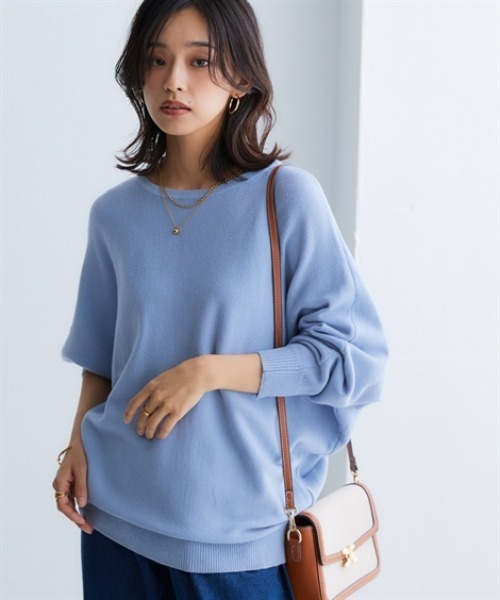 nissen（ニッセン）の「洗えるボートネックドルマンニット【毛玉になりにくいふんわりもちもち素材】（ニット/セーター・レディース・ブルー/ピンク/ブラック/ライトグレー/オフホワイト・LL/L/M/S/3L）」の13枚目の写真