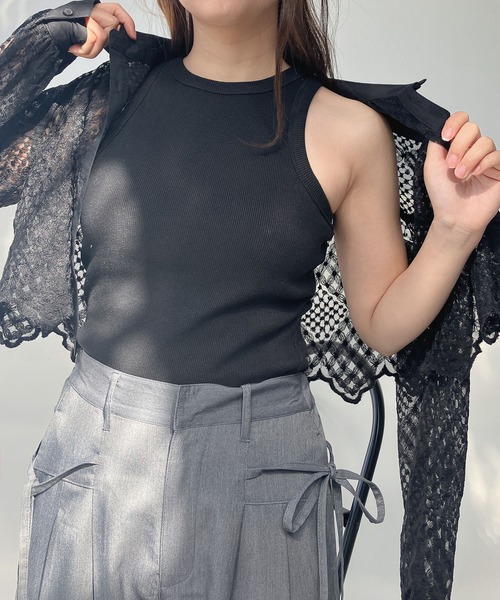 AS KNOW AS plus（アズノゥアズプラス）の「●カップ付きアメスリタンクトップ（タンクトップ・レディース・チャコールグレー/ブラック/オリーブ/キナリ・FREE）」の3枚目の写真