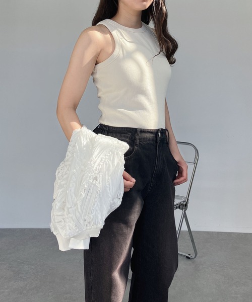 AS KNOW AS plus（アズノゥアズプラス）の「●カップ付きアメスリタンクトップ（タンクトップ・レディース・チャコールグレー/ブラック/オリーブ/キナリ・FREE）」の7枚目の写真