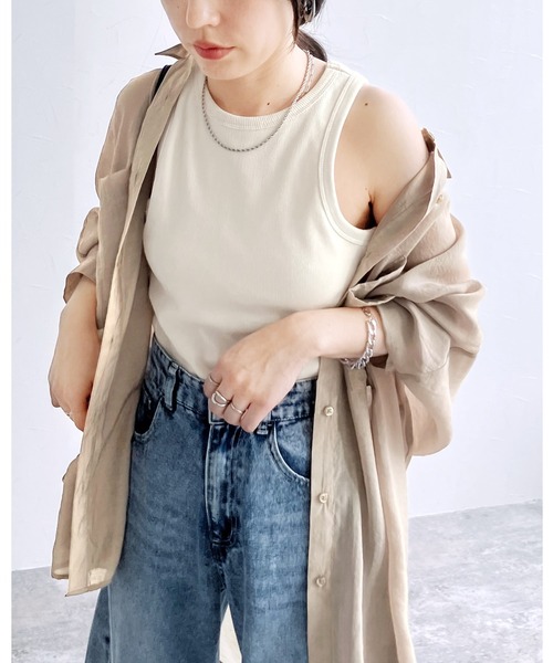 reca（レカ）の「カップ付きアメスリタンク（タンクトップ・レディース・キナリ/ブルー系その他/オリーブ/ライトピンク/ブラック/トップグレー/オフホワイト・FREE）」の3枚目の写真