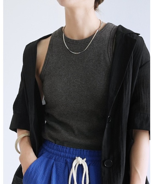 reca（レカ）の「カップ付きアメスリタンク（タンクトップ・レディース・キナリ/ブルー系その他/オリーブ/ライトピンク/ブラック/トップグレー/オフホワイト・FREE）」の4枚目の写真